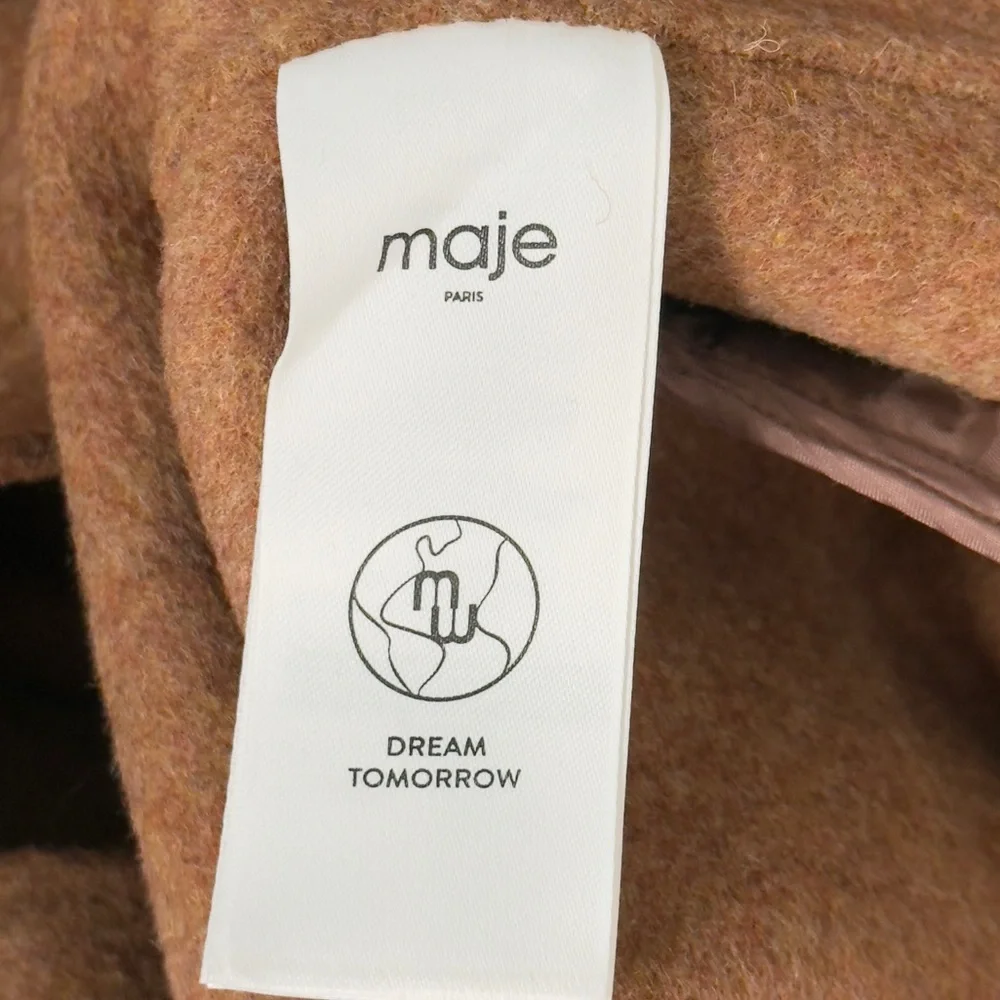 Maje Galarita Double-breasted Wool-blend Felt Brown Coat NWT